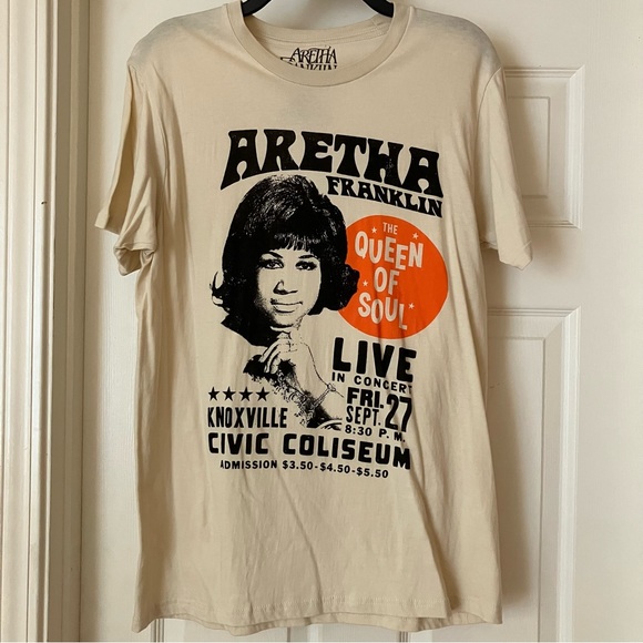 *NEW* ARETHA FRANKLIN The Queen Of Soul Beige T-Shirt L - Picture 2 of 5